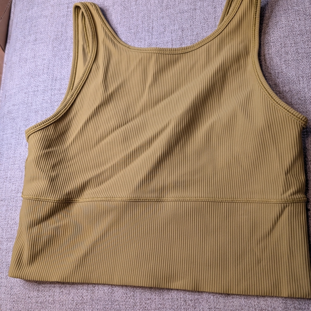 Lululemon Ribbed Align Cropped Tank- Olive Ribbed Tank Top
